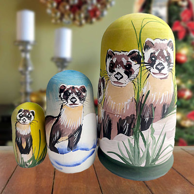 3 Piece Raccoon Matreshka Nesting Doll Set