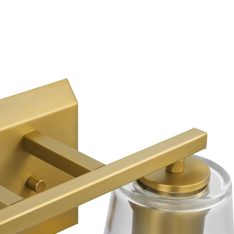 2 - Light Dimmable Vanity Light, Clear, Brushed Gold