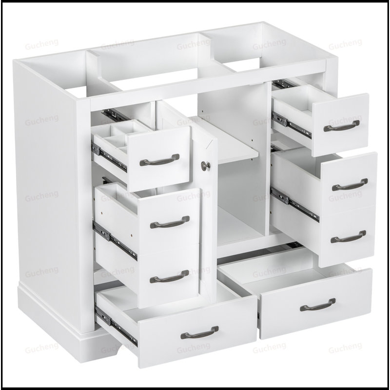 36"Bathroom Vanity With Adjustable Shelf,Cabinet Base Only, White
