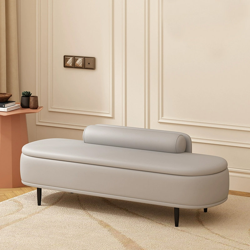 Banc en similicuir massif et en bois massif résistant aux égratignures pour salon et chambre à coucher Minimalist, Gris clair