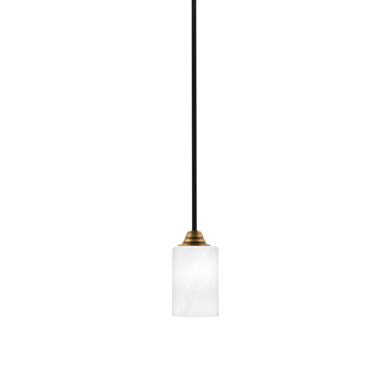 Luminaire suspendu sur pied Paramount avec verre de 4 po, Marbre blanc, Noir mat / laiton