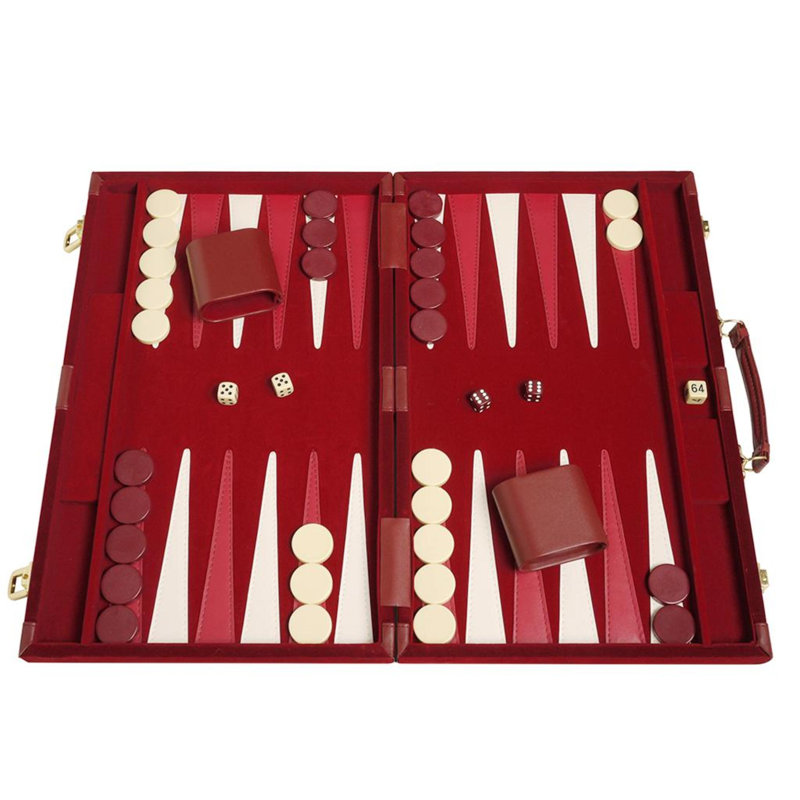 Ensemble de backgammon de luxe 18 pouces - Bleu, H 2,5 po x l 12 po x P 18 po, Marron