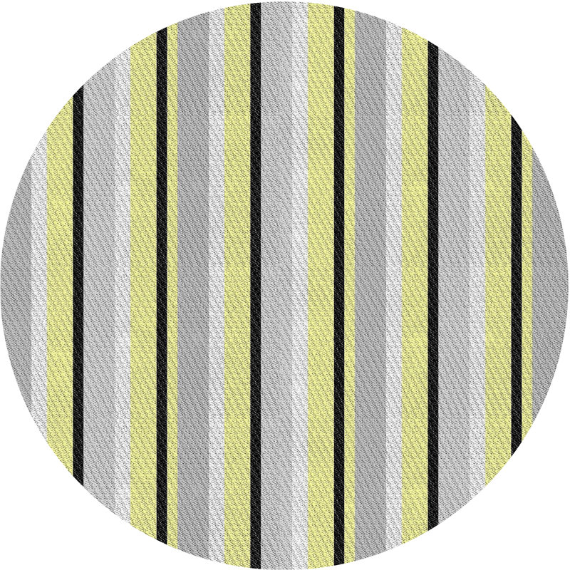 Tapis jaune à rayures Milner, Rond 3 pi