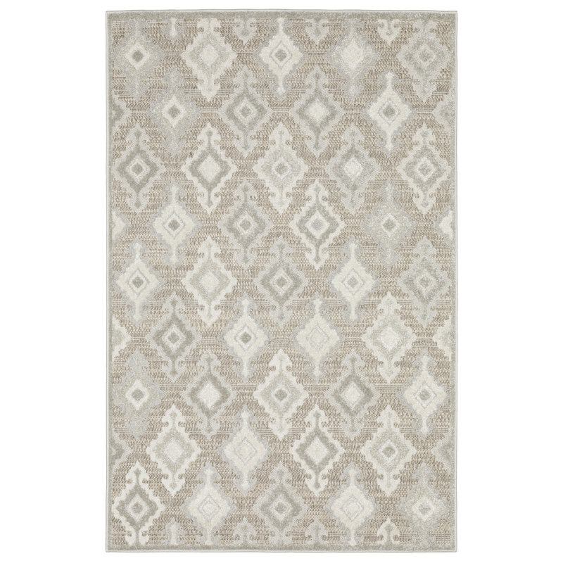 Tapis beige / gris Krishi Global Medallions, Rectangle 7 pi 10 po x 10 pi 10 po