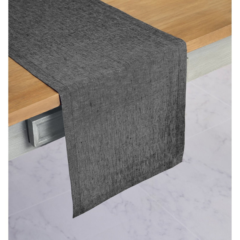 100% Pure Linen Table Runner - Athena, Charcoal Gray, 54" x 14"