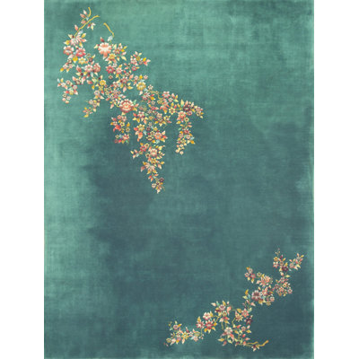 Antique Chinese Room Size Knotted Wool 1930s Rectangle - Art Deco Rug