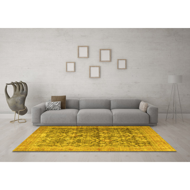 Tapis traditionnels jaunes 4406, Rectangle 7 pi x 10 pi