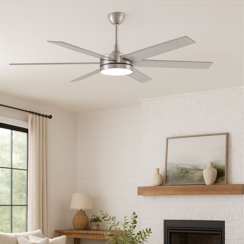 Ventilateur de plafond 6 pales SkyFan Cassiopeia, Gris vieilli / érable