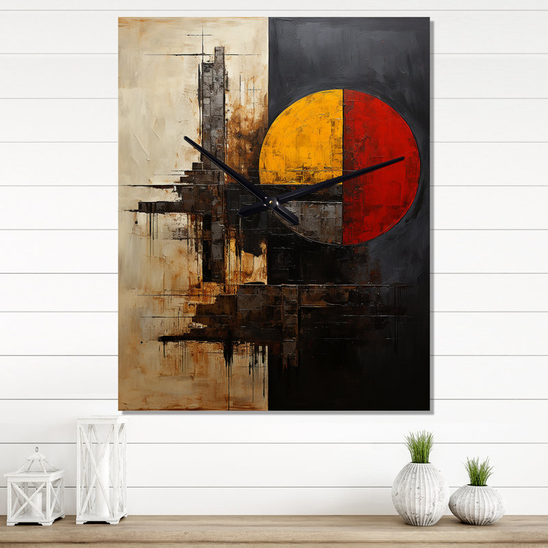 Belge avec abstraction géométrique I - Très grandes horloges murales géométriques modernes, H 32 po x l 16 po x P 1 po