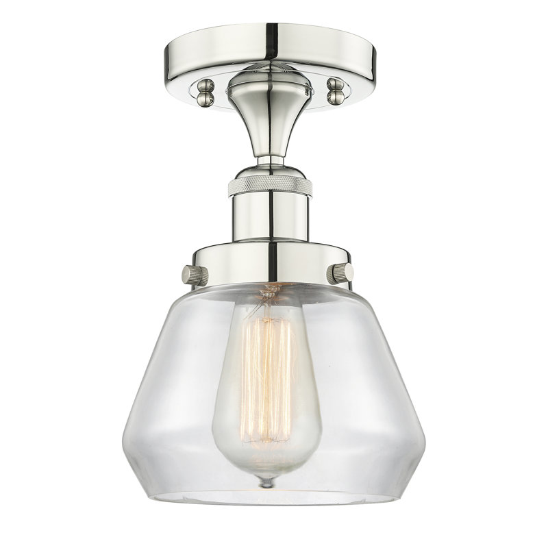 Plafonnier semi-encastré en verre Collymore, Transparent, Nickel poli