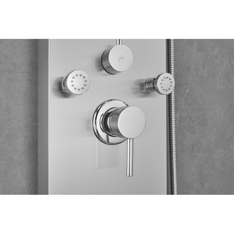 Panneau de pomme de douche fixe en acier inoxydable à effet cascade, Gris
