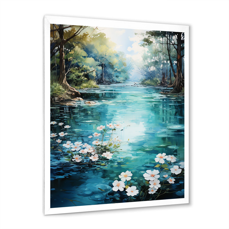 Romantiques sérénités florales II - impression, Cadre simple blanc, H 32 po x l 16 po x P 1 po