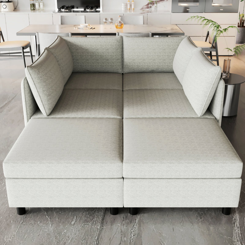 Canapé modulaire, Gris, H 32 po x l 68 po x P 93,5 po