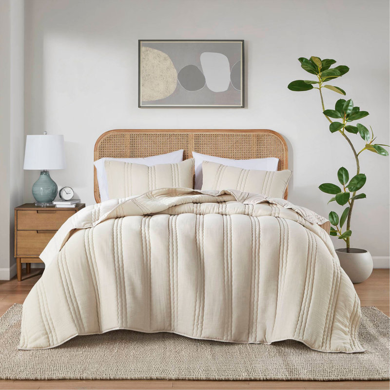 3 PCS Poly Gauze Quilt Set, Natural