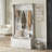 3-In-1 Entryway Hall Tree with Storage Bench, Coat Rack with Five Hooks and Shoe Storage, Distressed White