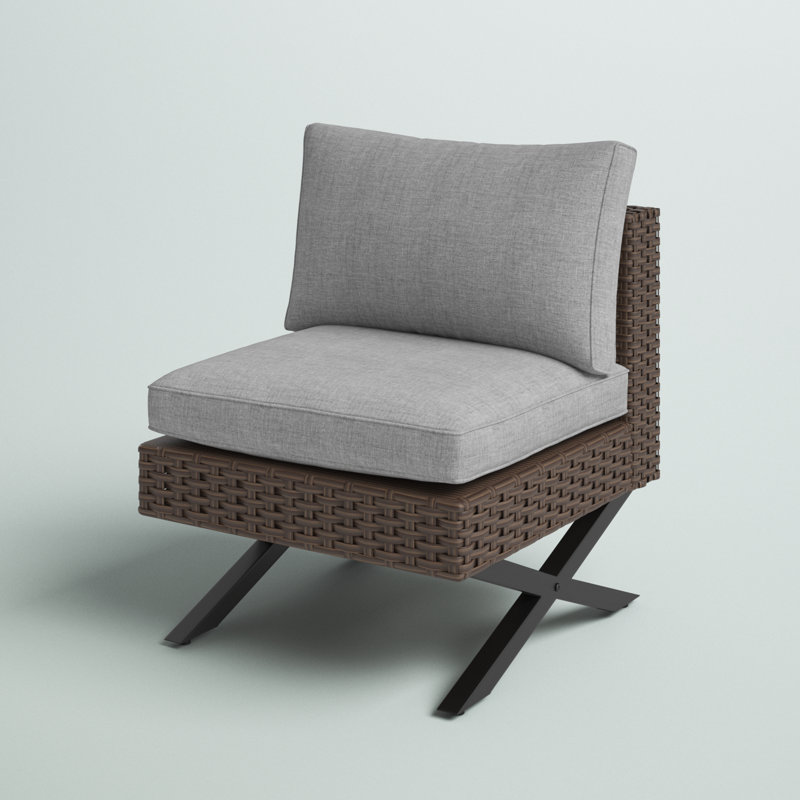 Boydston Powder Coated Steel Outdoor Armless Lounge Chair with Olefin Cushions