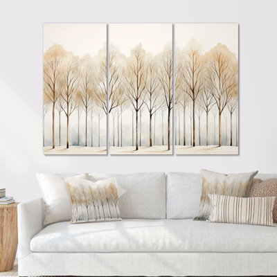 Forêt, arbres, minimalisme, ensemble d'art mural