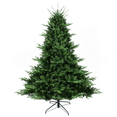 Full-Shaped 7FT Christmas Tree With 2257 Tips – PE/PVC Mixed Needles, Wide Base For Large Spaces, Hinged Structure For Easy Setup, Metal Stand For Strong Support