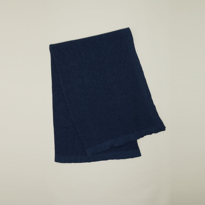 Jeté simple tricoté, L 95 po x l 65 po, Bleu