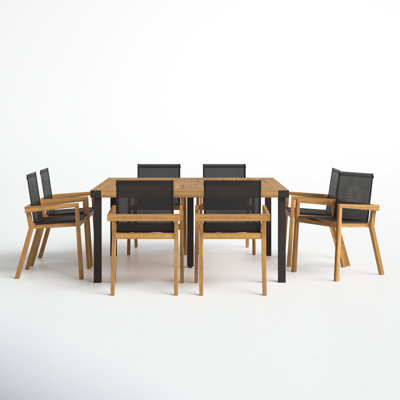 Christelle 8 - Person Acacia Solid Wood Patio Dining Set Square Table