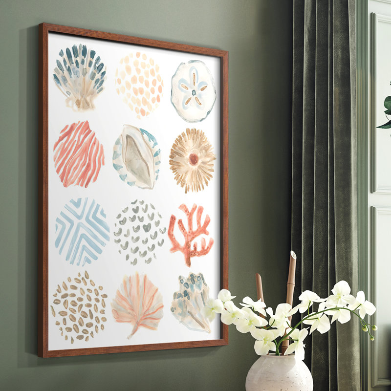 Motif océanique I, reproduction encadrée - bois massif, Brun, H 28 po x l 22 po