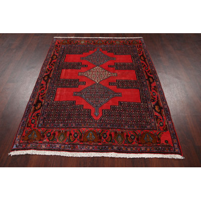 One-of-a-Kind 4'4" X 5'5" New Age Wool Area Rug in Red
