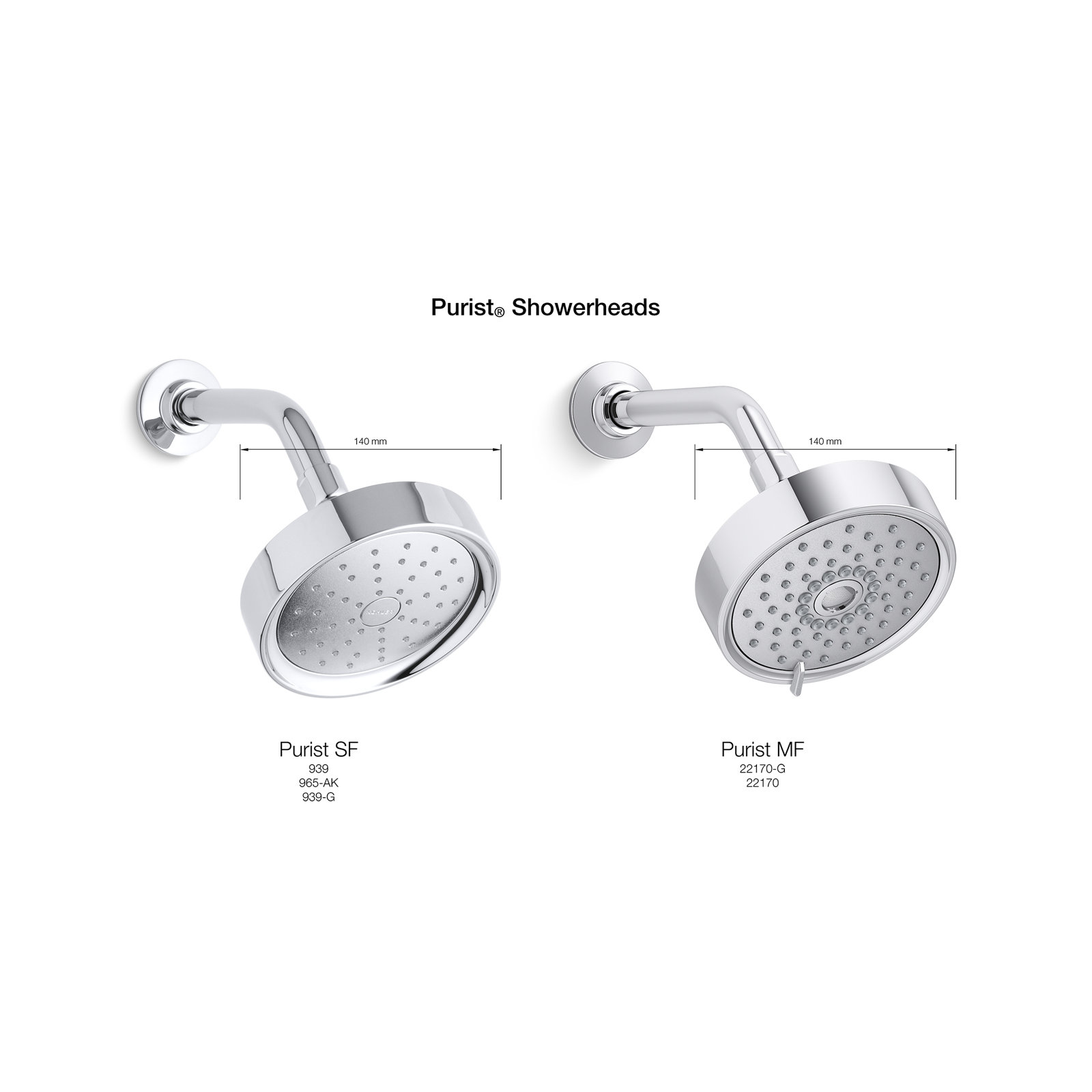 Kohler Purist 2.5 Gpm Multifunction Wall Mount Showerhead, Three Spray Settings, 5.5" High Pressure Spray Head