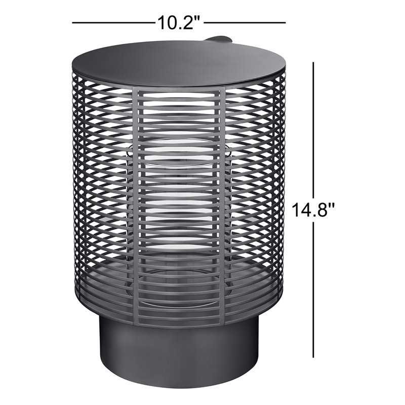 Olea Lantern Candle Holder, Silver Metallic, 14.8" x 10.2" W x 10.2" D