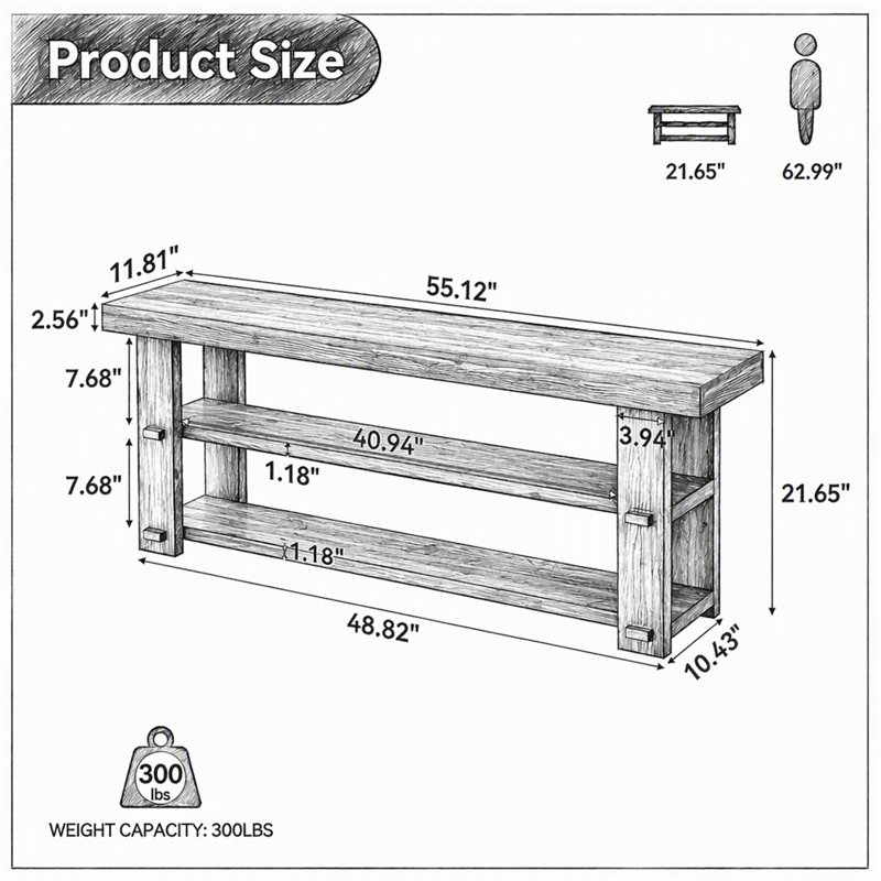 Upholstered Bench with Shoe Storage, Walnut, Walnut