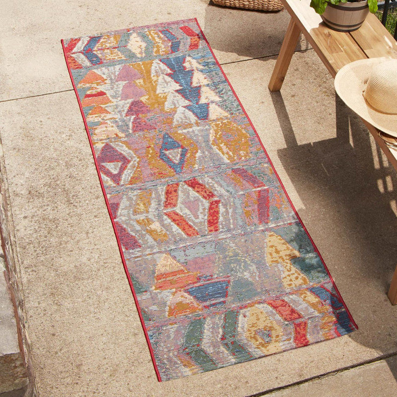 Tolland Multi Tamarindo Indoor/Outdoor Modern Rug, Runner 2'7" x 11'