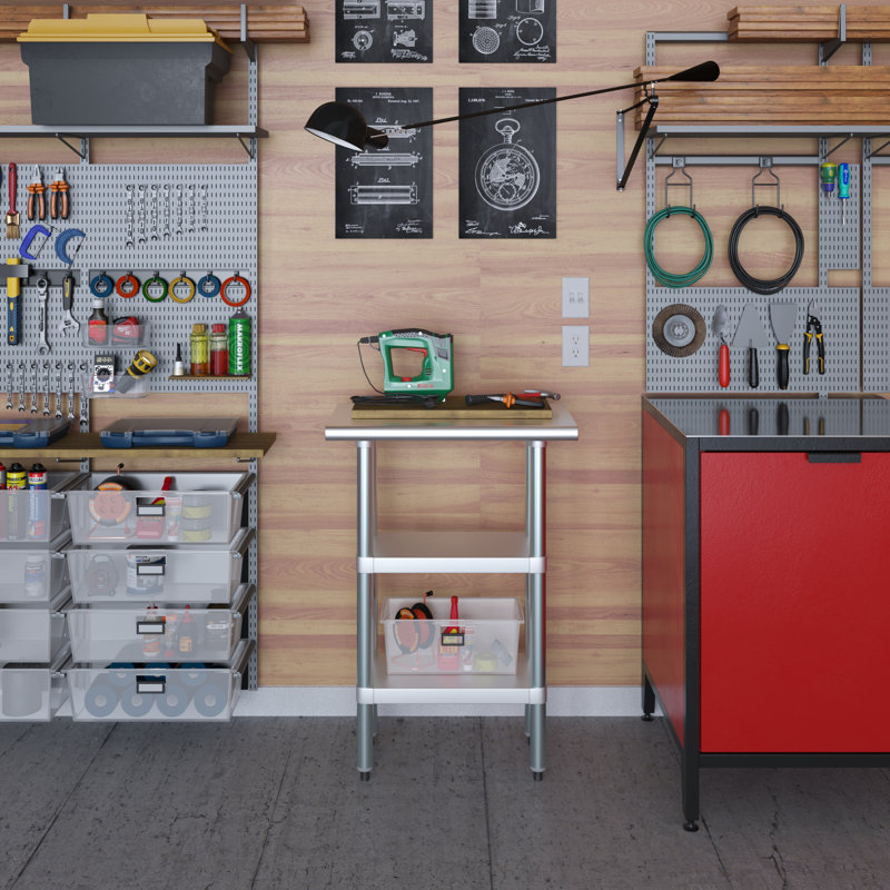 24" Stainless Steel Work Table with Galvanized Shelves