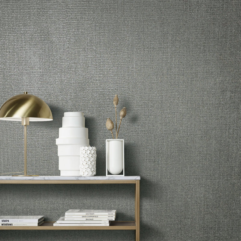Energy Collection Plain Weave Effect Wallpaper Roll, Gray