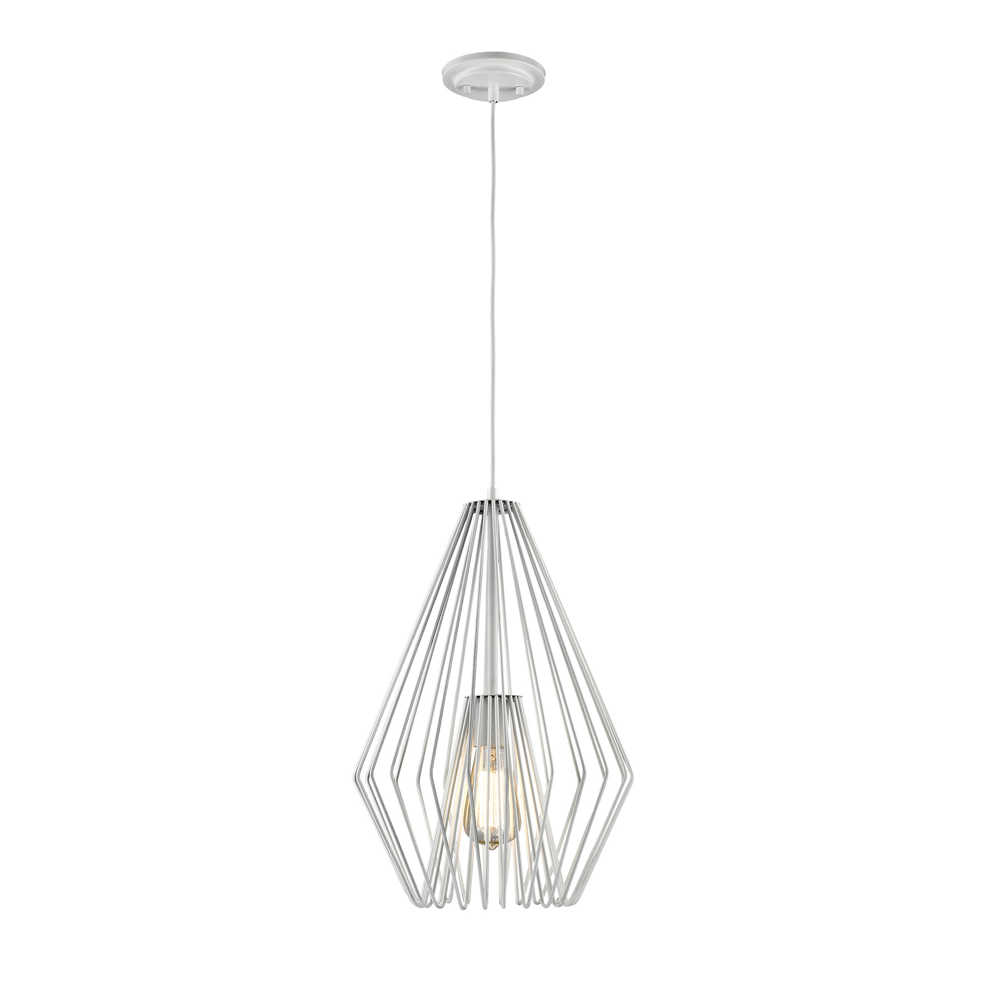 Frankie Single Light Metal Dimmable Pendant, 18.5" H x 12.25" W x 12.25" D, White