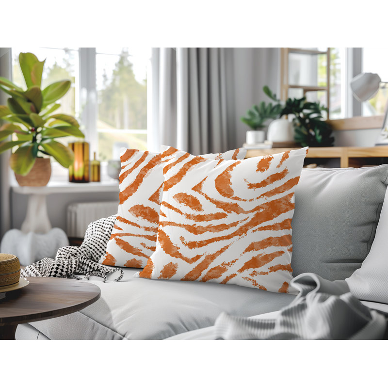 Oreiller réversible intérieur / extérieur Seppo, Orange, 16x16
