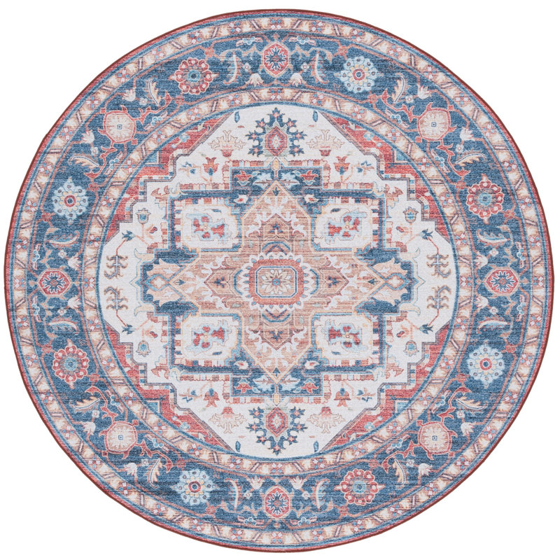 Kreitzer Performance Machine Washable Oriental Rug, Round 6'