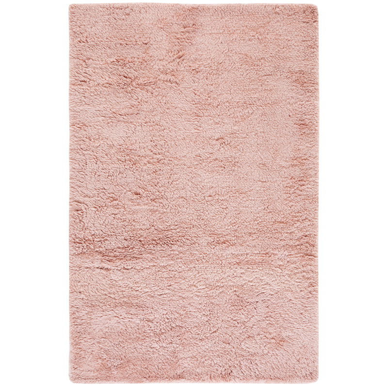 Crispus Hand Woven Wool/Cotton Solid Color Rug in Pink, Rectangle 3' x 5'