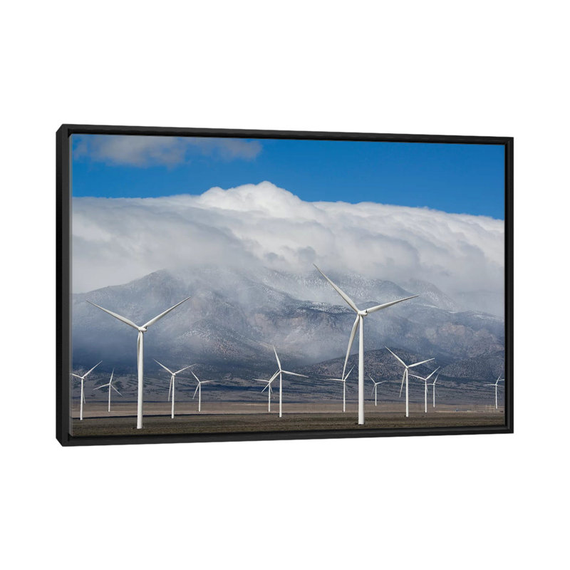 « wind turbines, schell creek range, nevada », impression sur toile, H 18 po x l 26 po x P 1,5 po, Toile avec cadre noir