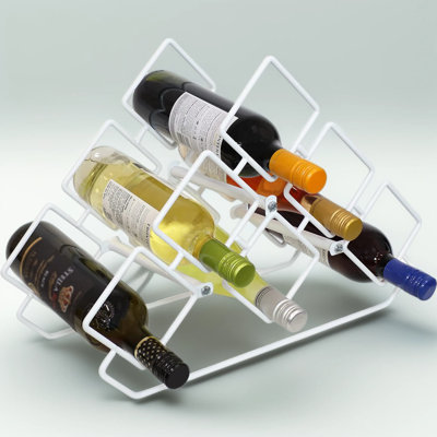 Modern Triangular Tabletop Wine Rack - Freestanding Steel Wire Storage For Kitchen, Bar Or Living Room - Holds 6 Wine Bottles In Space-Saving Design