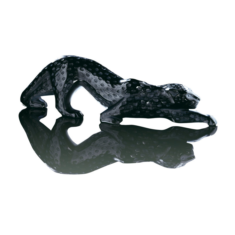 Zeila Panther Figurine, Black, 4.33" H x 14.37" W x 2.95" D