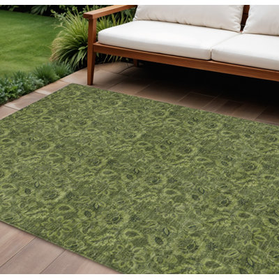 Tapis d'intérieur lavable floral vert olive et vert fougère 8 pi x 10 pi HomeRoots
