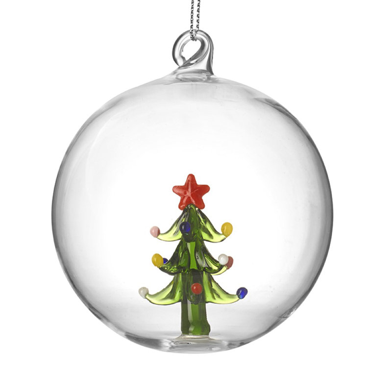 8cm Clear Glass Bauble