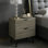 Table d'appoint moderne en stratifié gris avec tiroir de rangement, table de chevet contemporaine pour salon et chambre à coucher