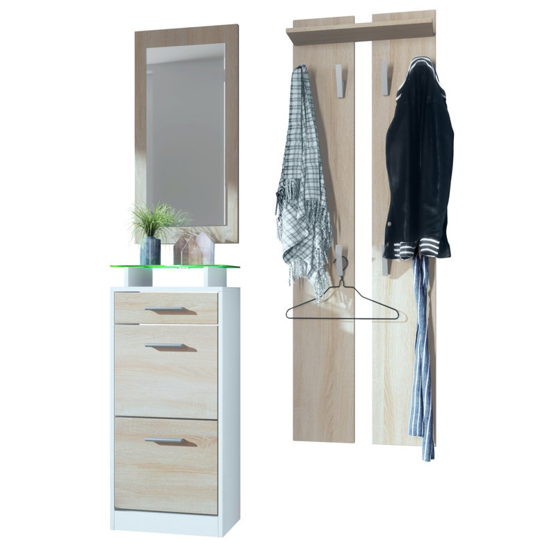 Mcclinton V2 Mini Hallway Set, Oak/White (matt), Yes