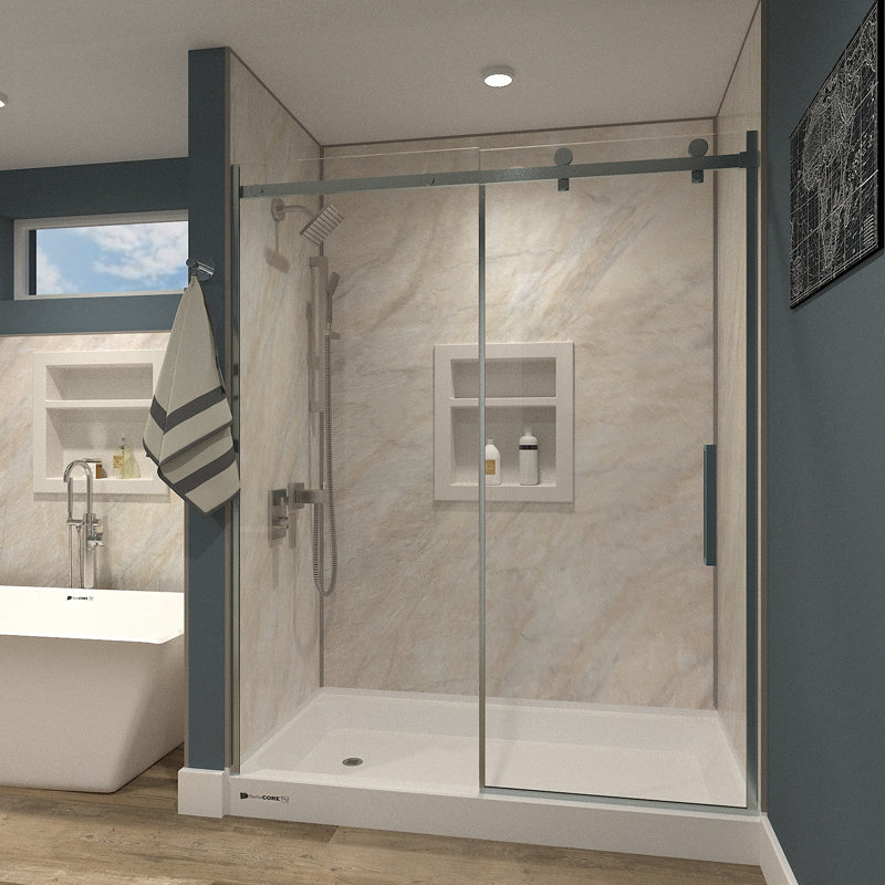 32 x 60 - Drain - Seuil simple - Base de douche en acrylique, Gauche