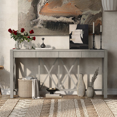 Console U_Style en placage d'acacia de 60 po avec 4 tiroirs spacieux