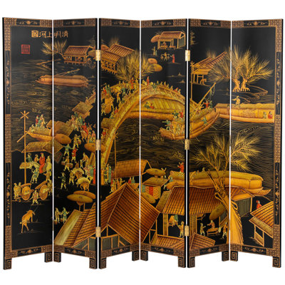 Dandre 96" W x 72" H 6 - Panel Folding Room Divider by Fleur De Lis Living