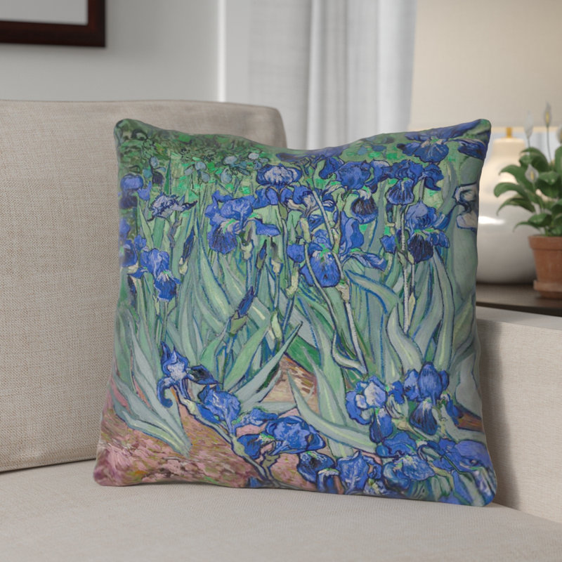 Coussin Vincent Van Gogh, 20 po x 20 po, Bleu / Vert / Orange, Housse de coussin seulement - sans coussin