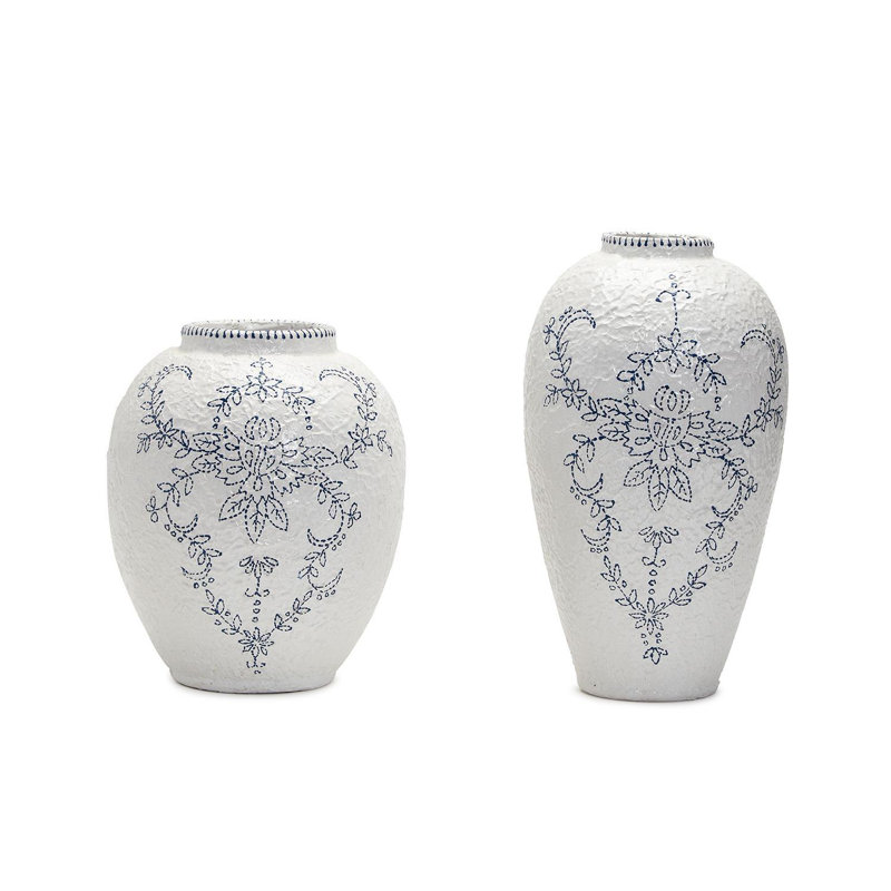 Ensemble de 2 vases bleus et blancs