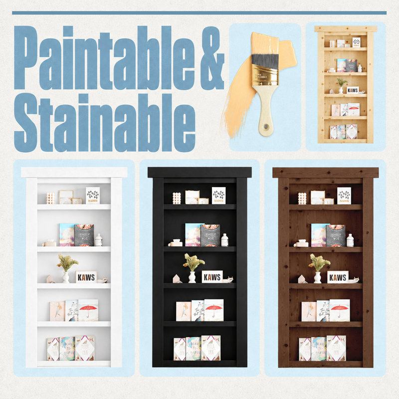 Hidden Door 64"W x 80"H Assembled Universal/Reversible Pine Wood Bookcase Hidden Door Interior Door with Quick-Assembly Jamb/Pre-Drilled Holes and Casing All Hardware Included
