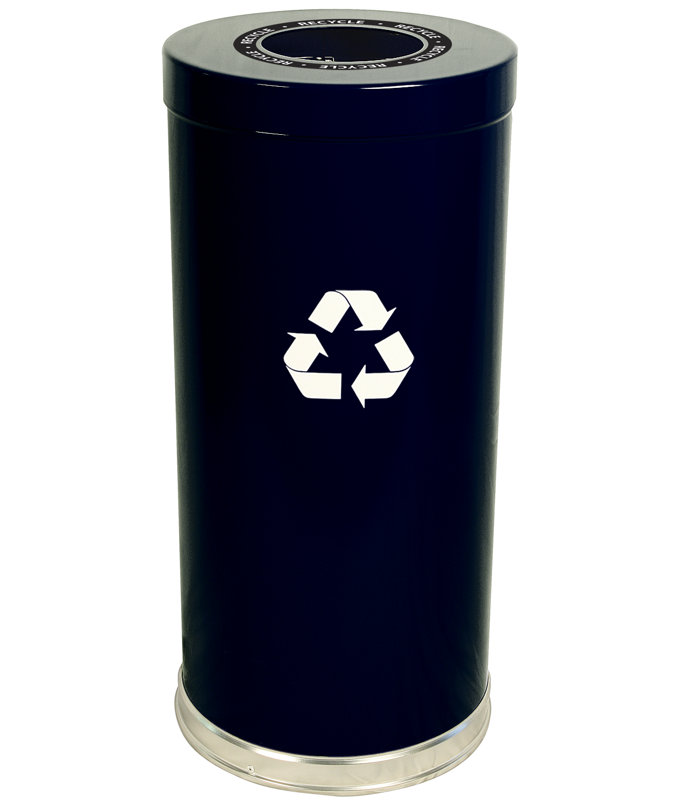 Bac de recyclage en métal, Noir, 24